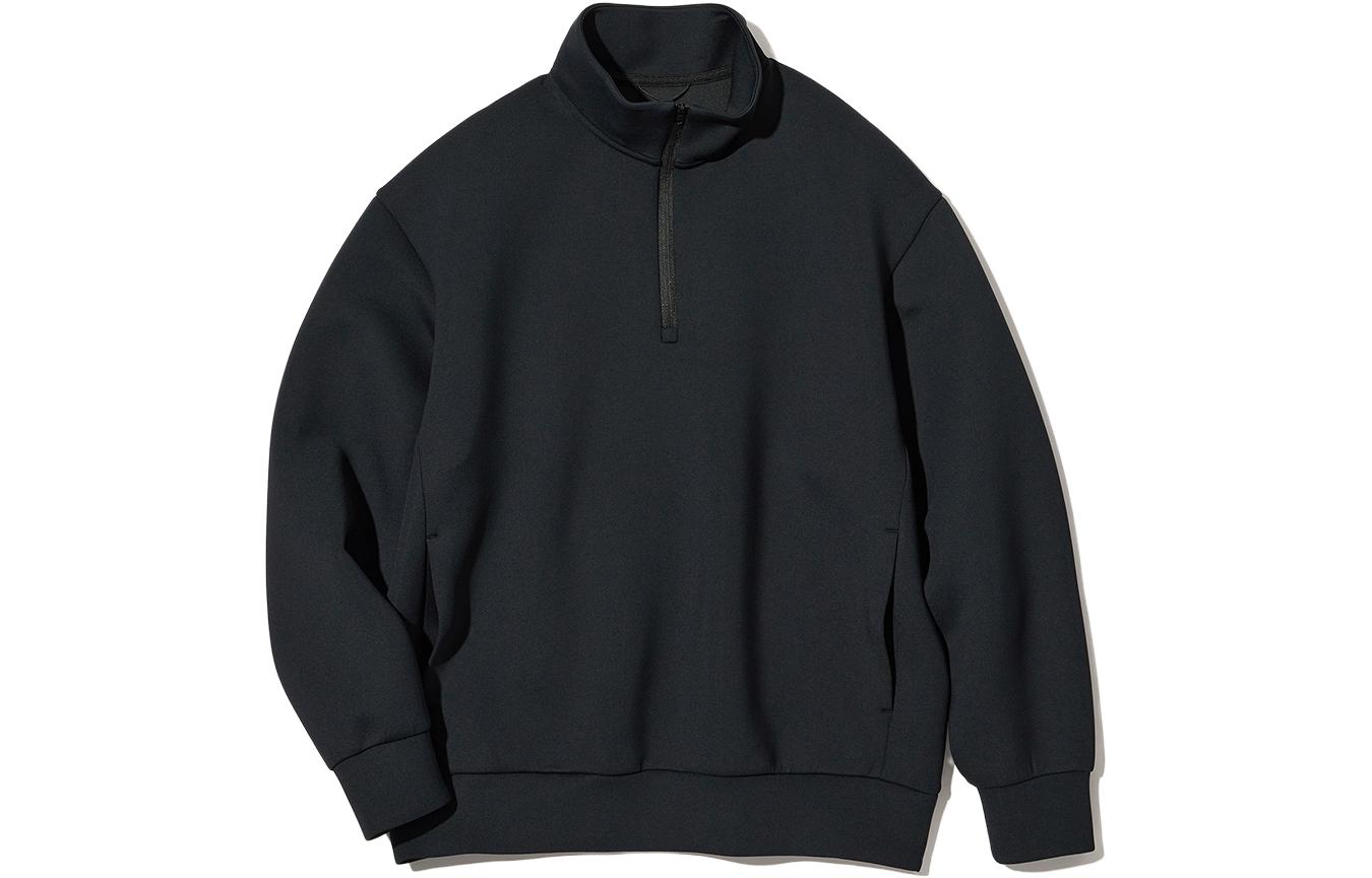 UNIQLO Solid Color Turtleneck Long Sleeve Sweatshirt Unisex Black 451688-09