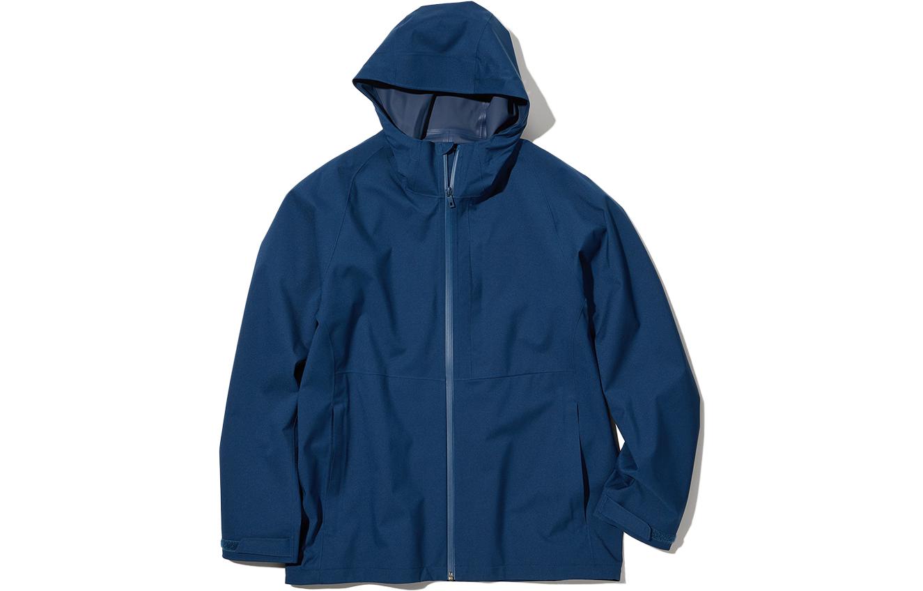 UNIQLO Solid Color Waterproof Hooded Zip Jacket Sky Blue 449614-67