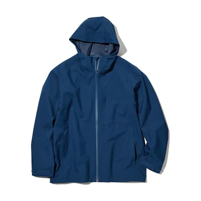 UNIQLO Solid Color Waterproof Hooded Zip Jacket Sky Blue 449614-67