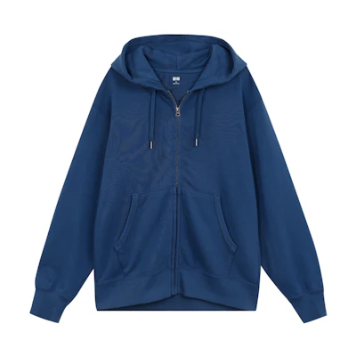 UNIQLO Solid Color Zip-Up Hoodie Deep Blue 455400-68