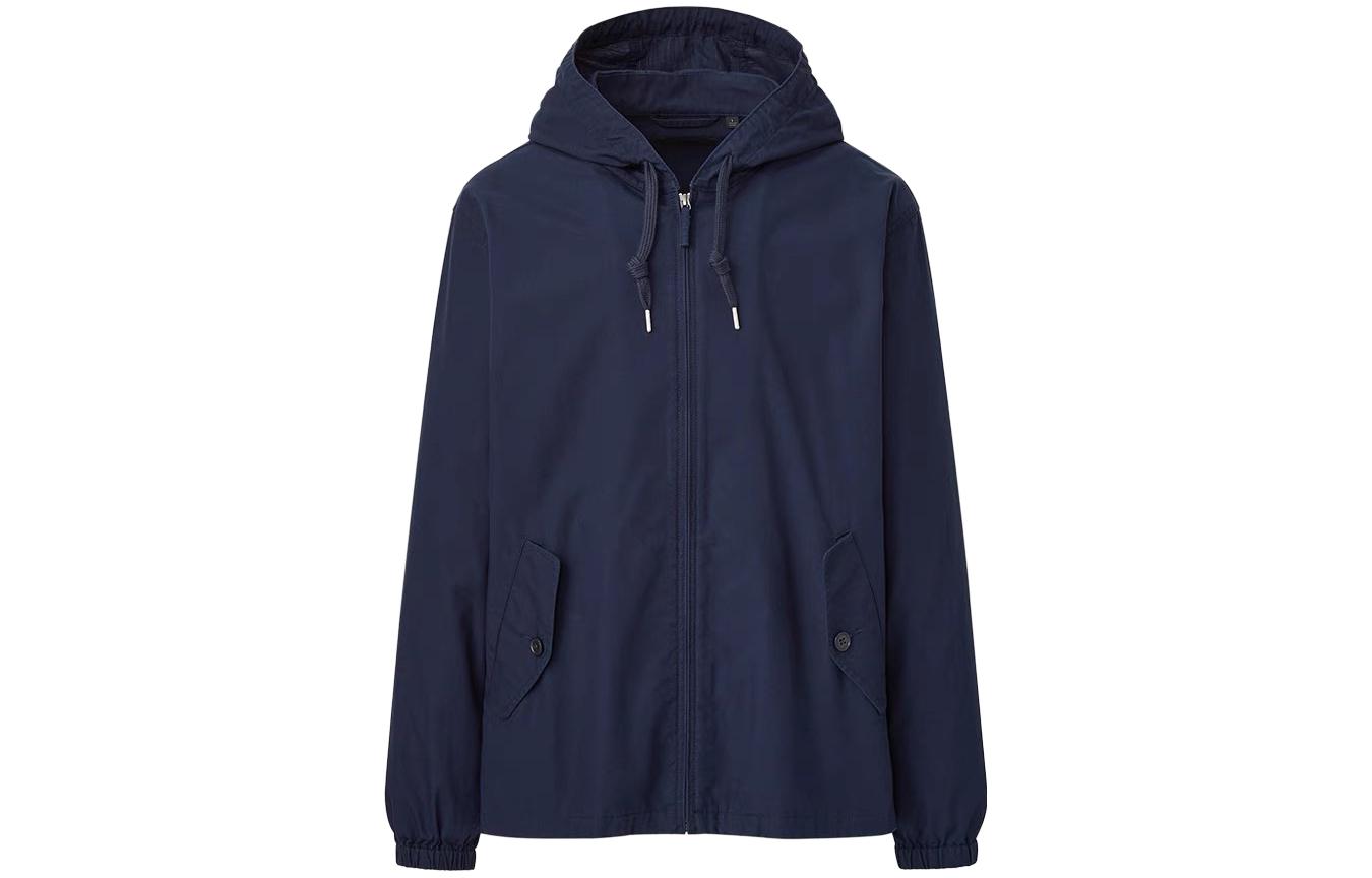 UNIQLO Solid Color Zip-Up Hoodie Jacket Navy Unisex 444985-69