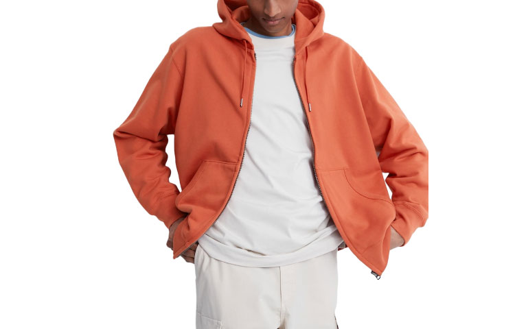 UNIQLO Solid Color Zip Hoodie Unisex Bright Orange 460324-24