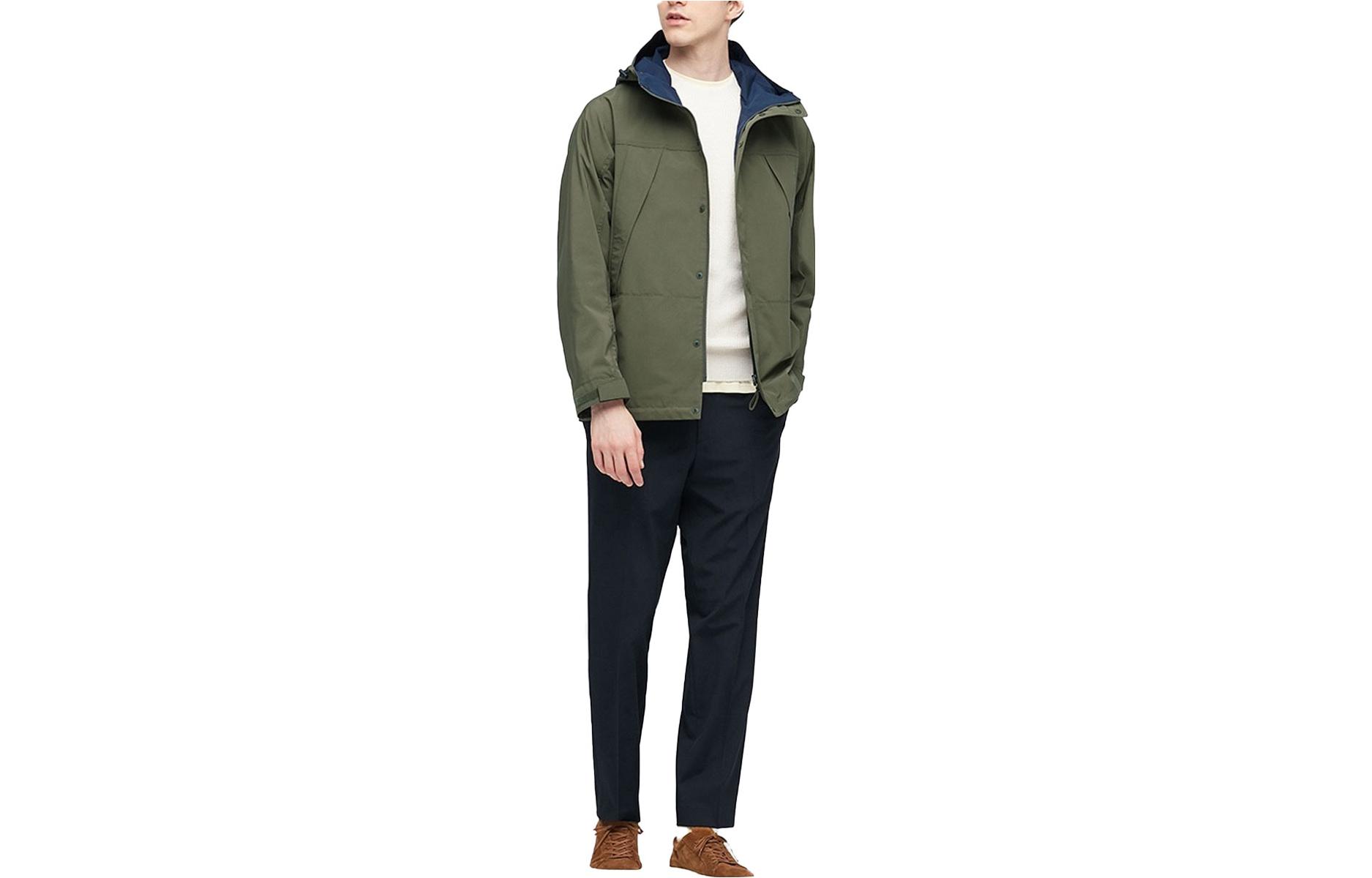 UNIQLO Solid Olive Long-Sleeve Hooded Mountain Jacket 433067-56