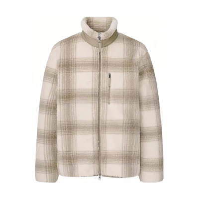 UNIQLO SS22 Beige Checkered Stand Collar Zip-Up Loose Jacket 445485-31