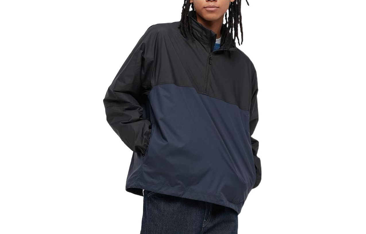 UNIQLO SS22 Patchwork Half-Zip Stand Collar Jacket Unisex Black 446819-09