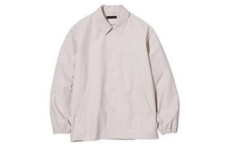 UNIQLO SS23 Beige Unisex Solid Color Shirt Collar Thick Jacket 456986-30