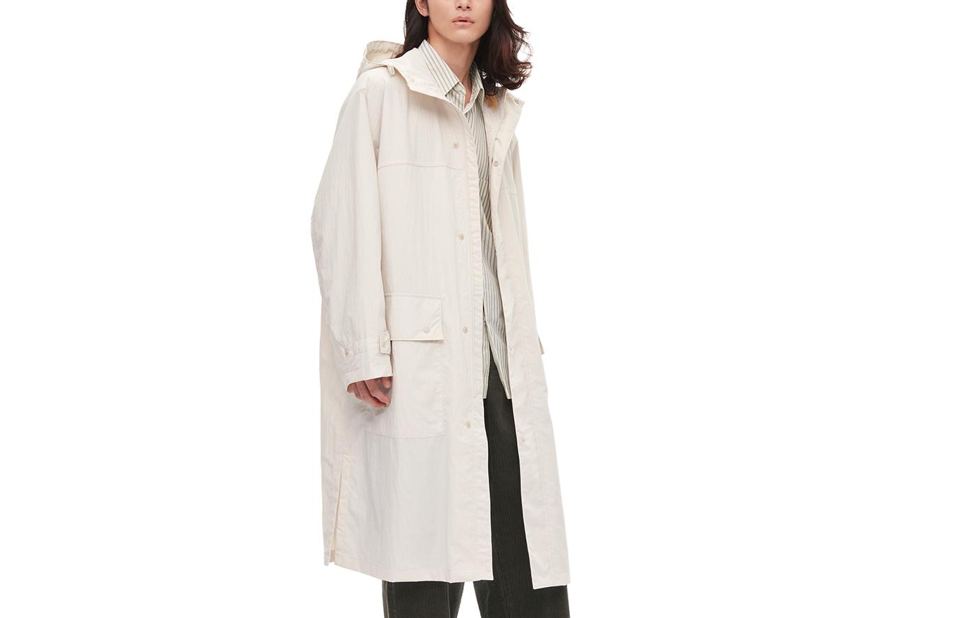 UNIQLO SS23 Light Beige Minimalist Hooded Button-Up Coat Unisex 449893-30