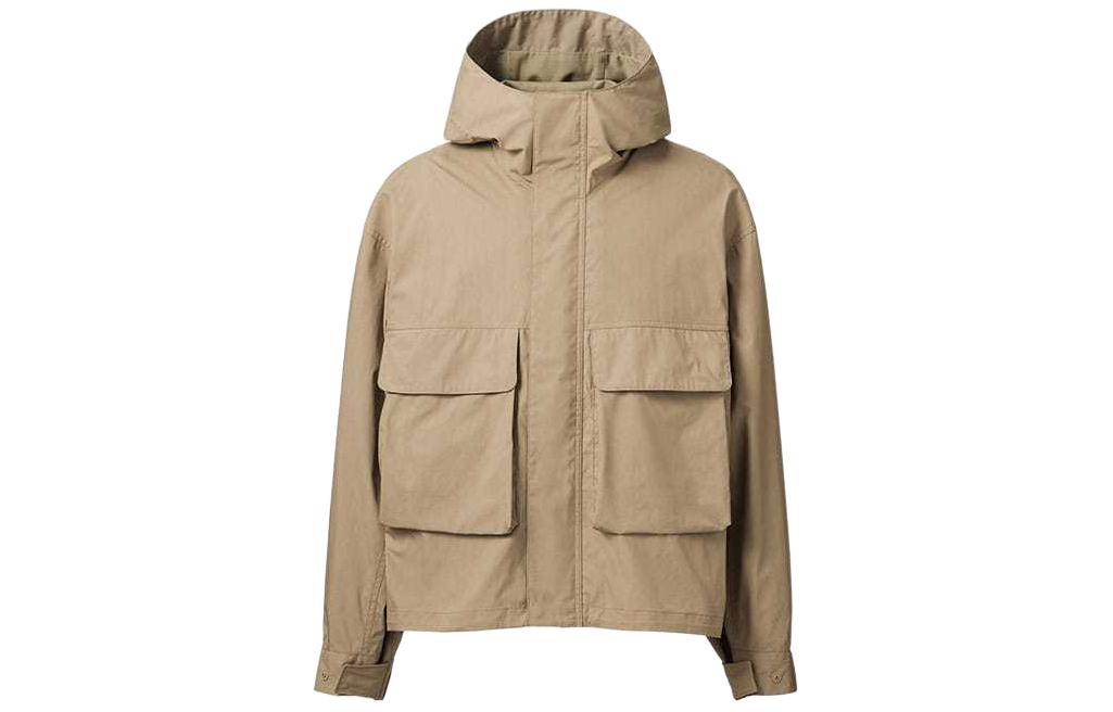 UNIQLO SS24 U Series Solid Color Pocket Hoodie Jacket - Dark Beige 466464-32
