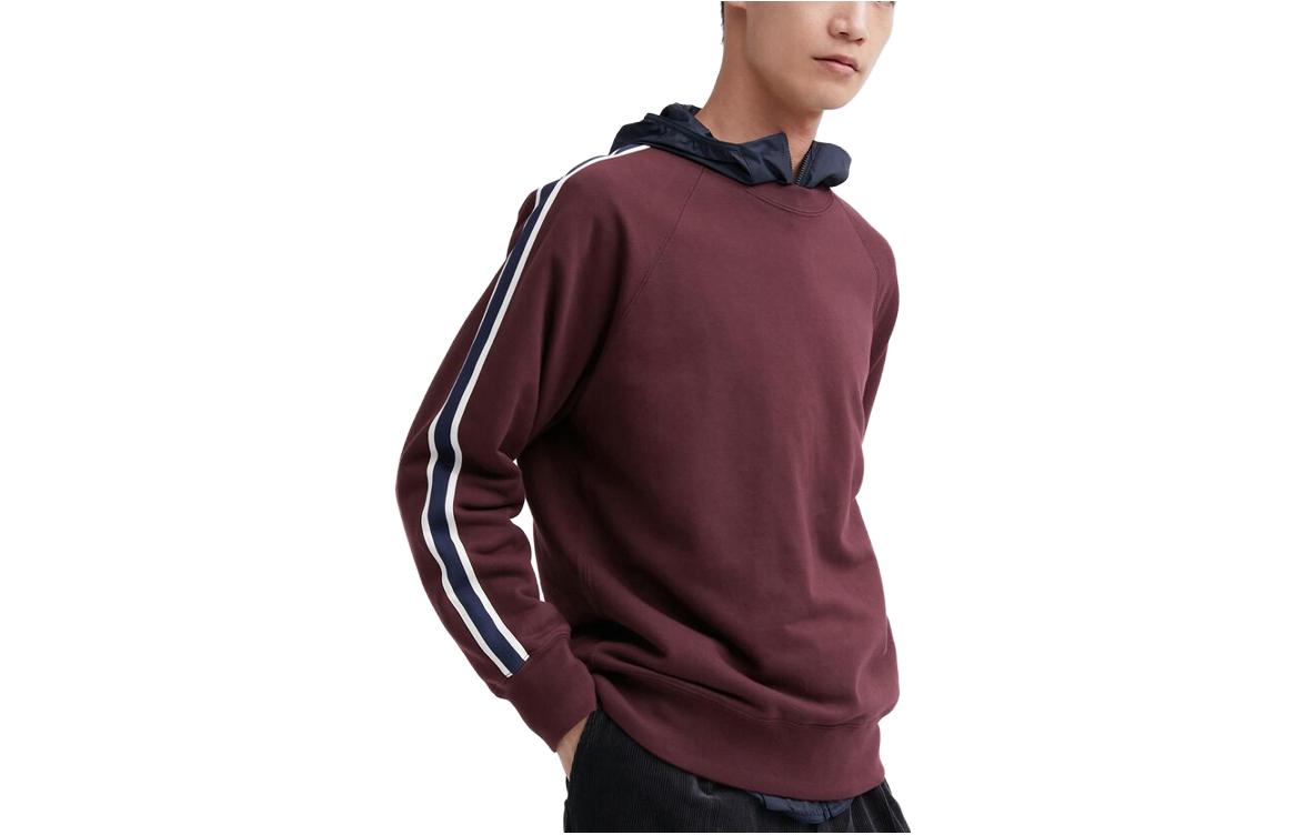 UNIQLO Striped Crewneck Pullover Sweatshirt Long Sleeve Unisex Maroon 463192-19