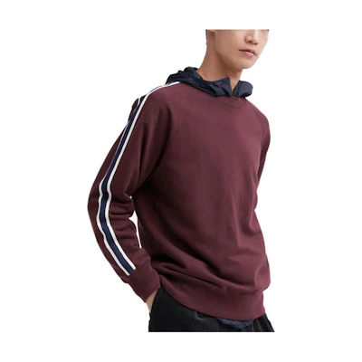 UNIQLO Striped Crewneck Pullover Sweatshirt Long Sleeve Unisex Maroon 463192-19