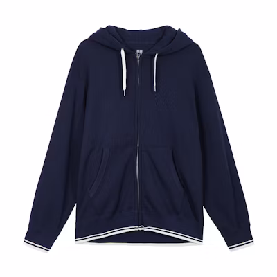 UNIQLO Striped Hooded Cardigan Sweatshirt Unisex Blue 466765-66