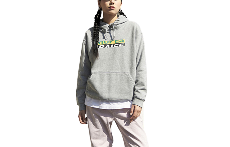 UNIQLO THE MESSAGE Unisex Lettering Hoodie Grey Long Sleeve Pullover UQ460293000