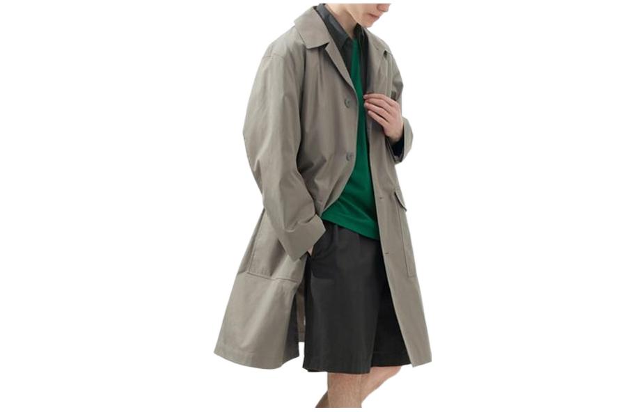 UNIQLO U Series  Solid Single-Breasted Mid-Length Trench Coat Gray 457988-06