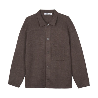 UNIQLO U Series FW23 Brown Solid Knit Loose Shirt Jacket Unisex 462921-36