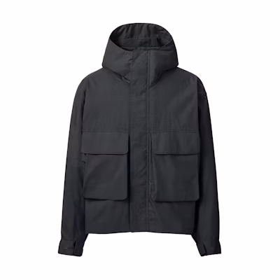 UNIQLO U Series SS24 Black Casual Solid Pocket Hooded Jacket 466464-09