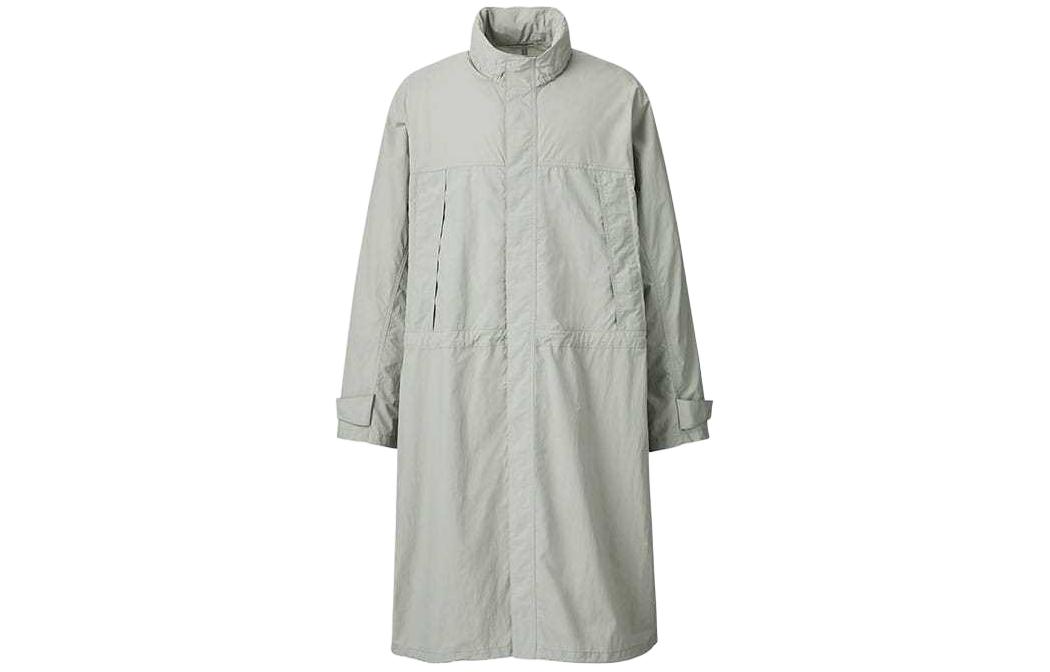 UNIQLO U Series SS24 Long Stand Collar Trench Coat Gray-Green 467163-04