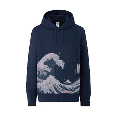 UNIQLO Ukiyo-e Hokusai Sweatshirt Navy Unisex Casual Wear 426298-69