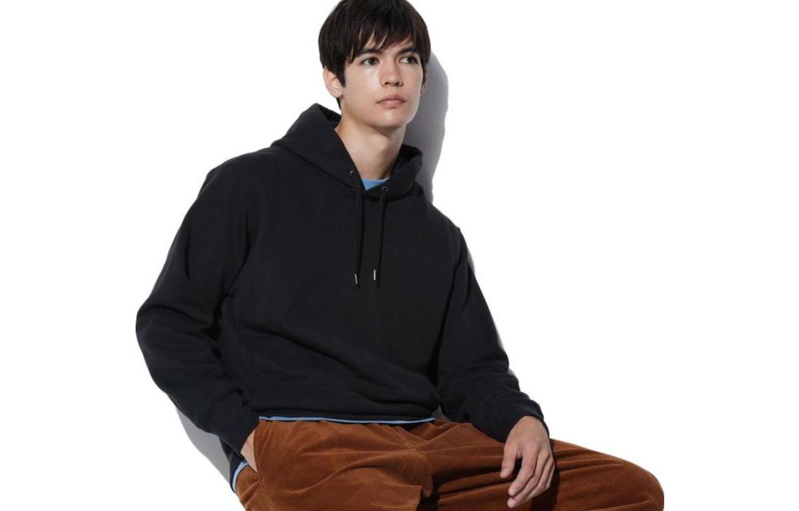 UNIQLO Unisex Black Long Sleeve Casual Hoodie 465200-09