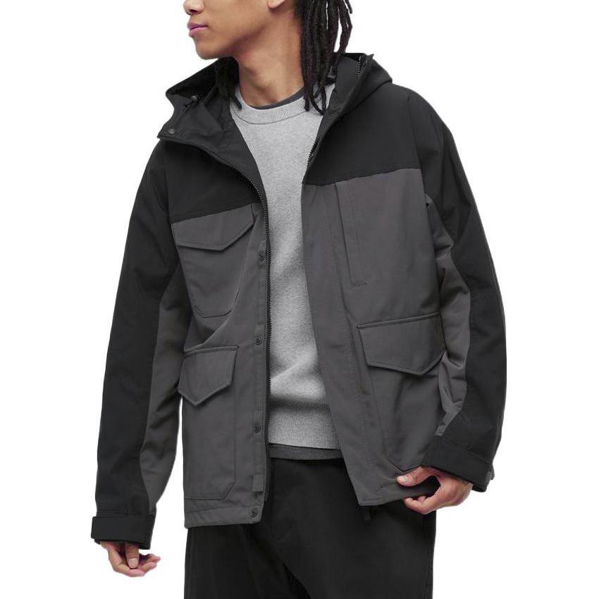 Shop UNIQLO 男女對比拼接拉鍊連帽外套 黑色 451285-09