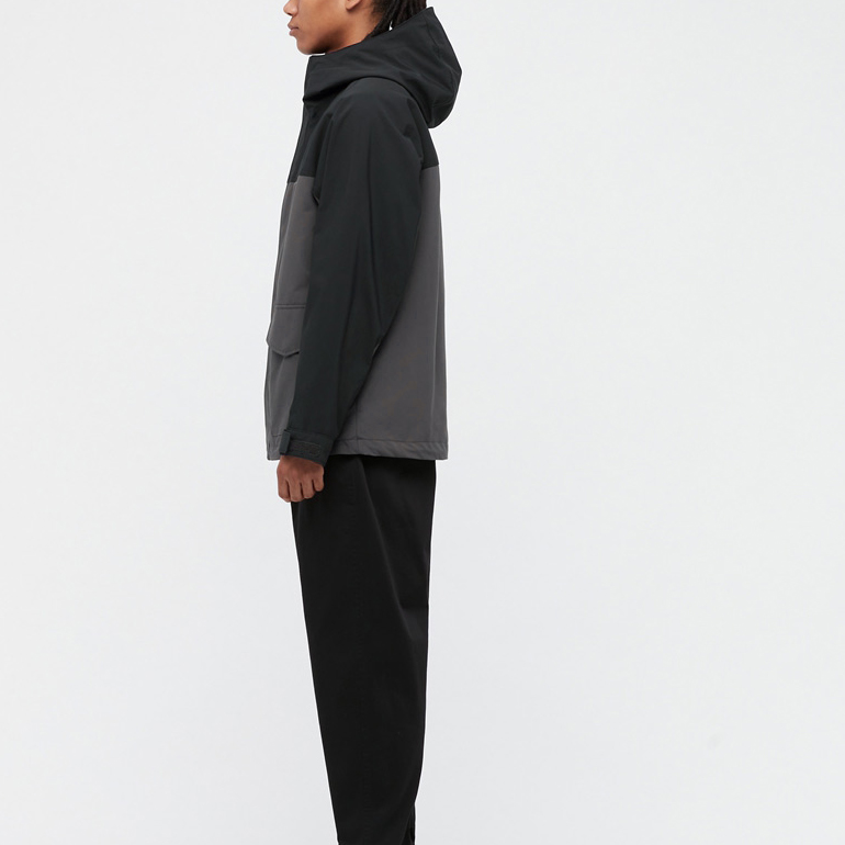 Purchase UNIQLO 男女對比拼接拉鍊連帽外套 黑色 451285-09