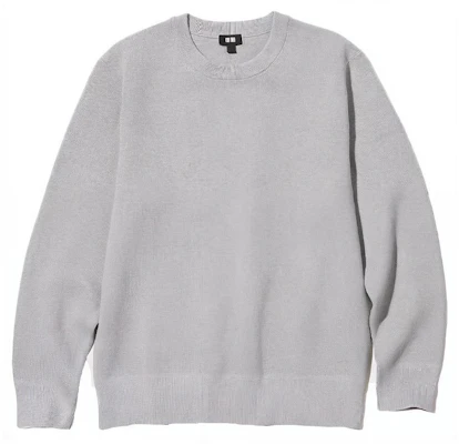 UNIQLO Unisex Gray Solid Ribbed Knit Crewneck Sweatshirt Casual Fit 453754-03 Buy UNIQLO Unisex Gray Solid Ribbed Knit Crewneck Sweatshirt Casual Fit 453754-03