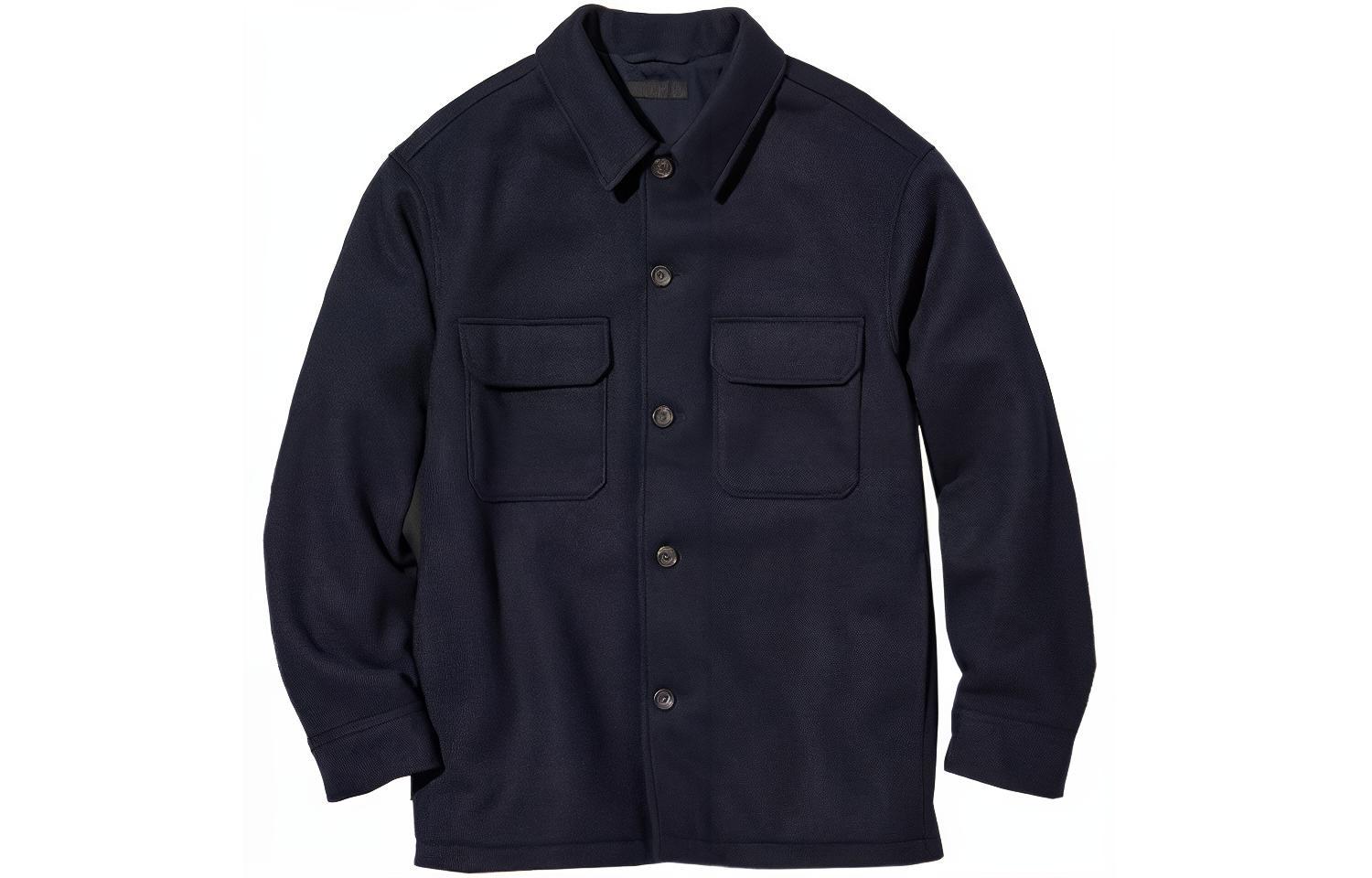 UNIQLO Unisex Navy Blue Loose-Fit Long-Sleeve Single-Breasted Jacket 449618-69