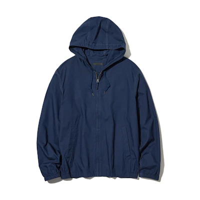 UNIQLO Unisex Navy Blue Solid Color Casual Loose-Fit Hoodie Jacket UQ456991000-69