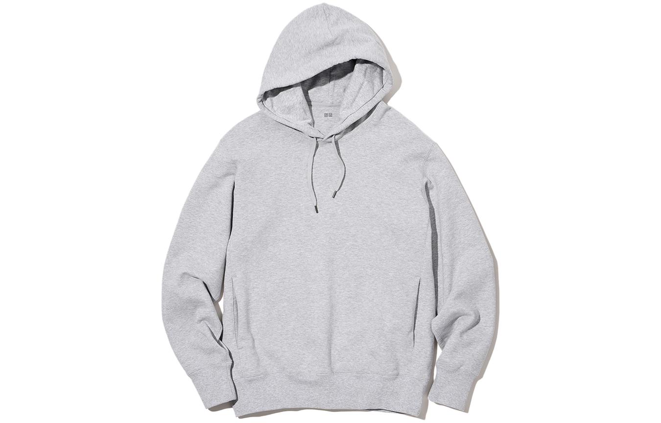 UNIQLO Unisex Plain Pullover Hoodie Long Sleeve - Light Gray 450188-05