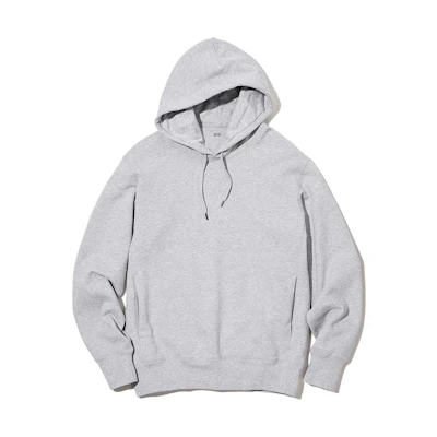 UNIQLO Unisex Plain Pullover Hoodie Long Sleeve - Light Gray 450188-05