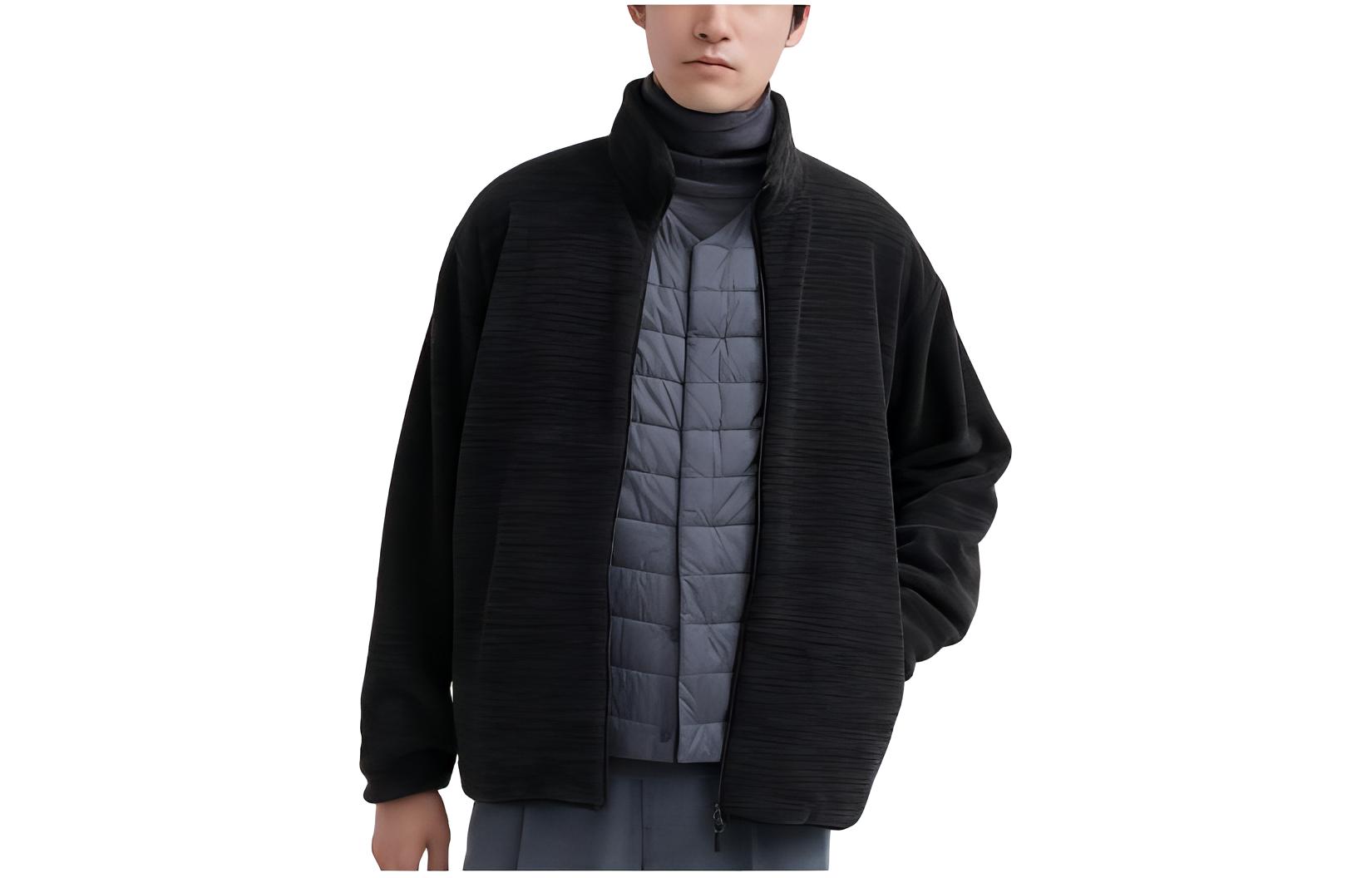 UNIQLO Unisex Plain Stand Collar Jacket Deep Gray 464242-08