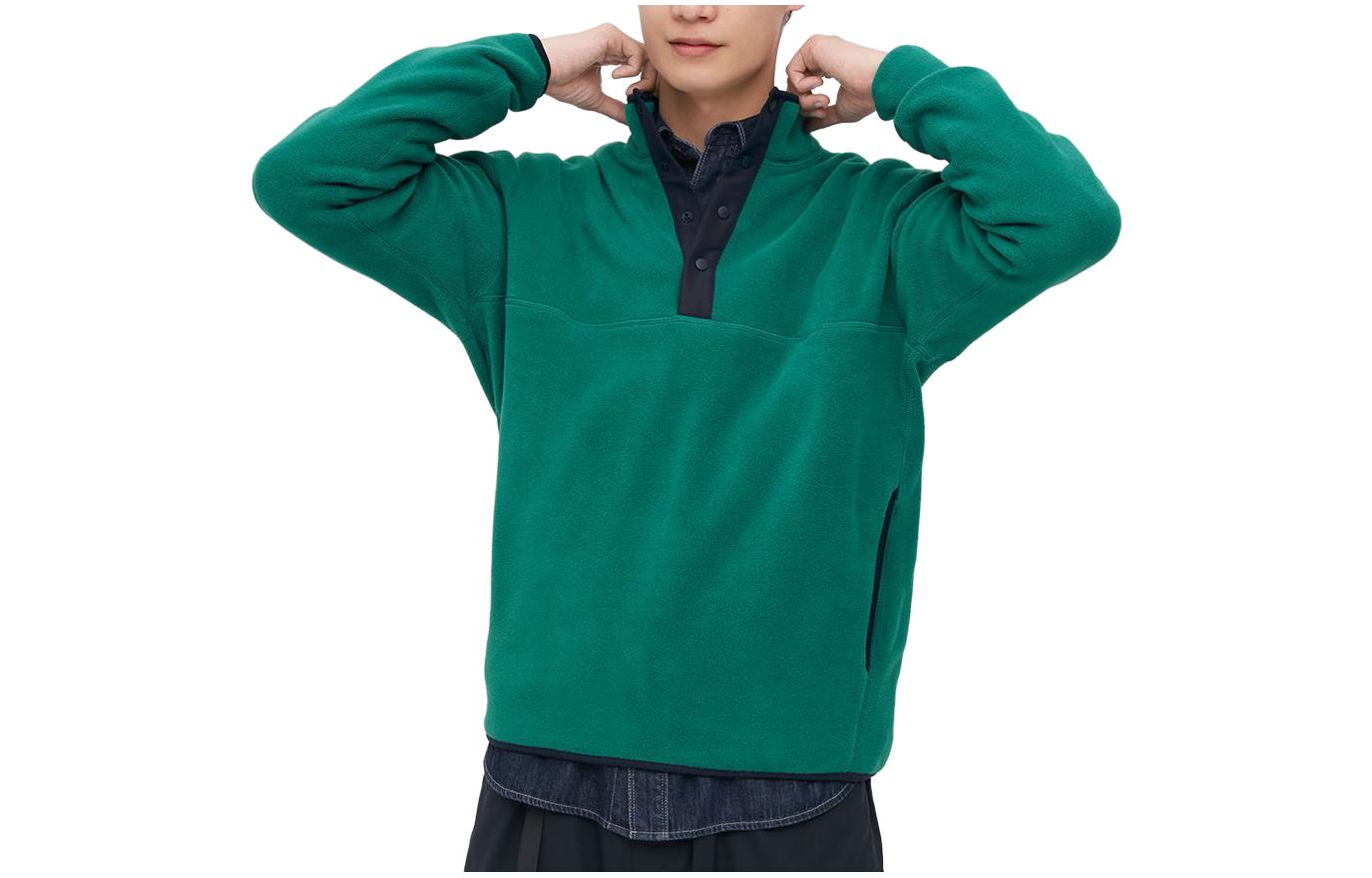 UNIQLO Unisex Pullover Long-Sleeve Sweatshirt Solid Color - Grass Green 453738-53