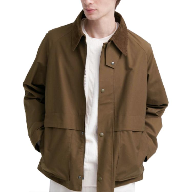 Shop UNIQLO 男女休閒拉鍊棒球外套 寬鬆版 棕色 459592-37