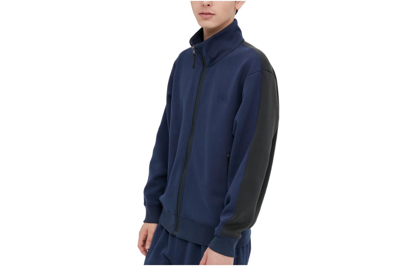 UNIQLO Unisex Solid Color Zip-Up Stand Collar Jacket Blue 452608-69