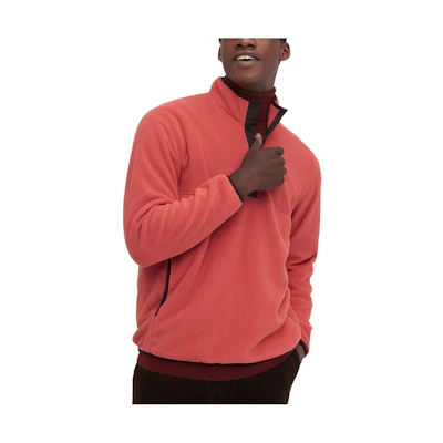 UNIQLO Unisex Solid Fleece Pullover with Button Half-Collar Pink 453779-10