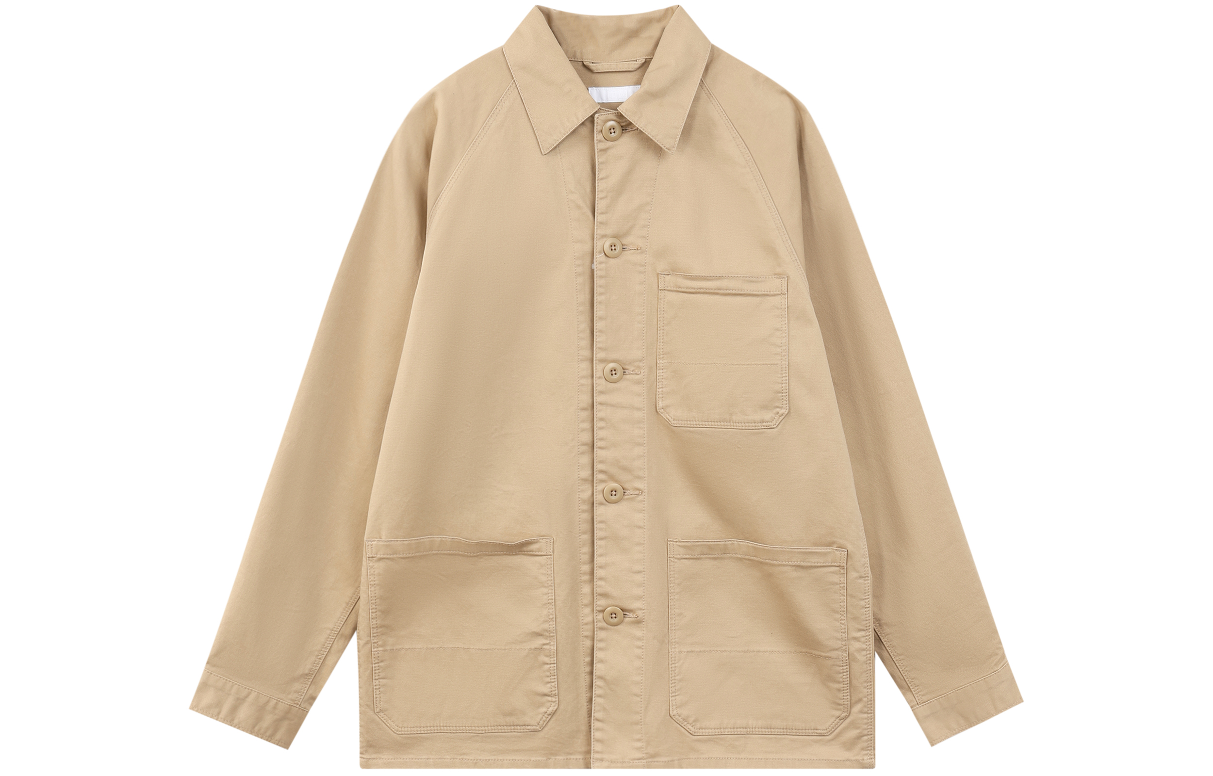 UNIQLO Unisex Tan Button-Up Casual Long-Sleeve Jacket 458182-34