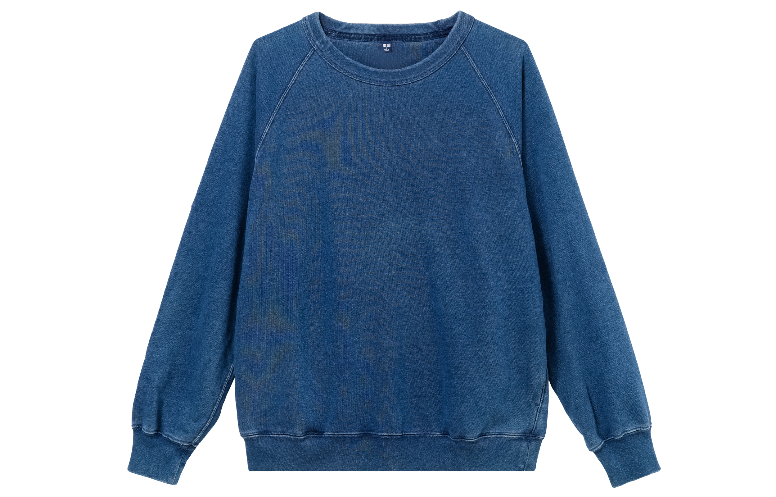 UNIQLO Washed Denim Long-Sleeve Sweatshirt Unisex Royal Blue Couple Style 446903-65