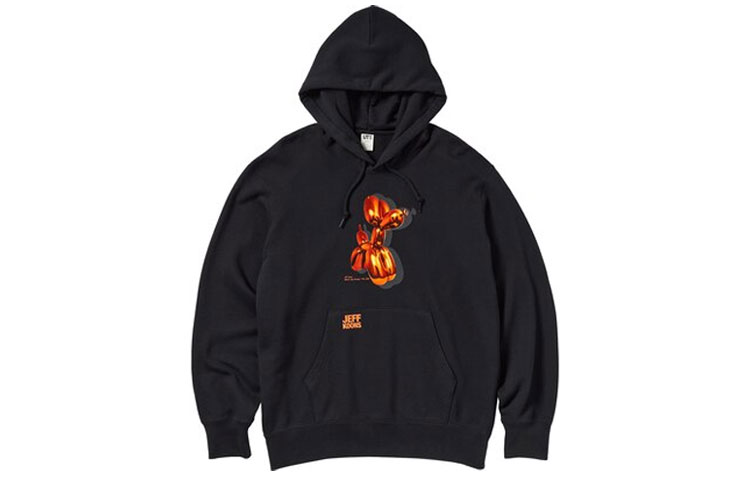UNIQLO x Jeff Koons Logo Print Long-Sleeve Cartoon Pullover Unisex Sweatshirt Black 443544-09