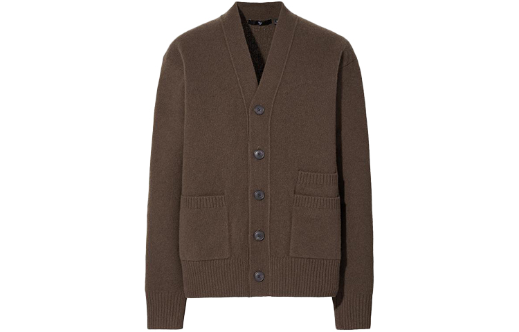 UNIQLO x Jil Sander  Brown Wool V-Neck Knit Cardigan Sweater 446342-38