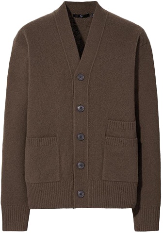 uniqlo-x-jil-sander-brown-wool-v-neck-knit-cardigan-sweater-446342-38
