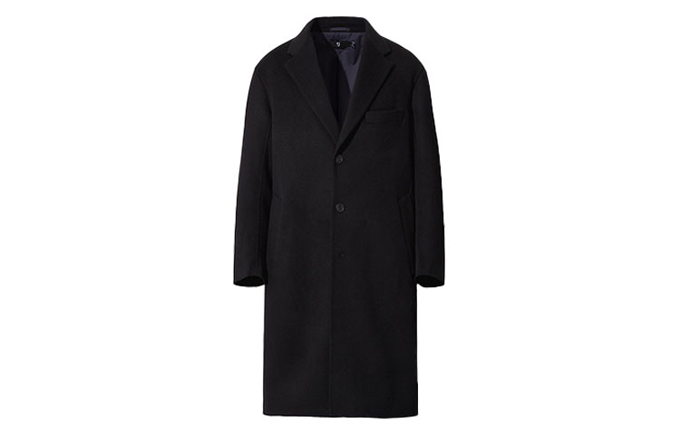 UNIQLO x Jil Sander  Wool Blend Loose Single-Breasted Coat Black 432641-09