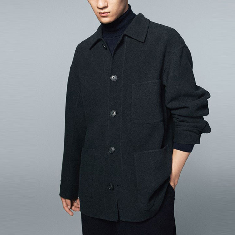 Shop UNIQLO x JIL SANDER 黑色純色長袖有領外套 446359-09