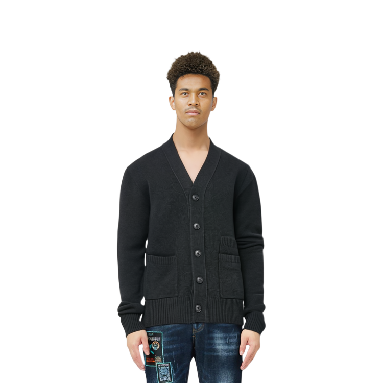 Lookbook 优衣库 x JIL SANDER 2020秋冬宽松V领羊毛开衫毛衣蓝灰色。 446342-07