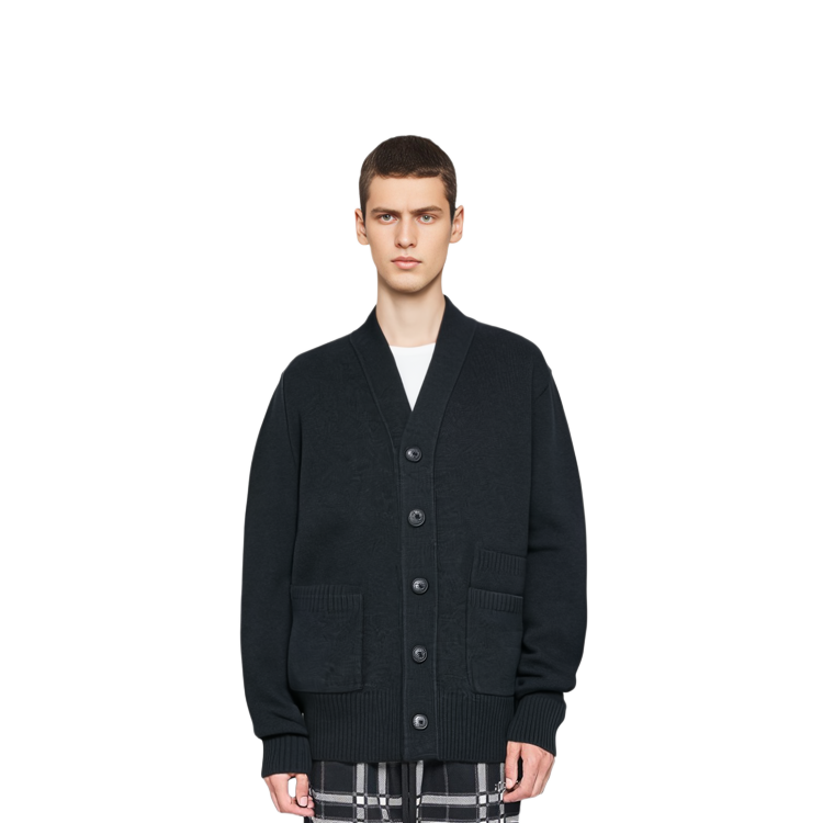 Purchase 优衣库 x JIL SANDER 2020秋冬宽松V领羊毛开衫毛衣蓝灰色。 446342-07