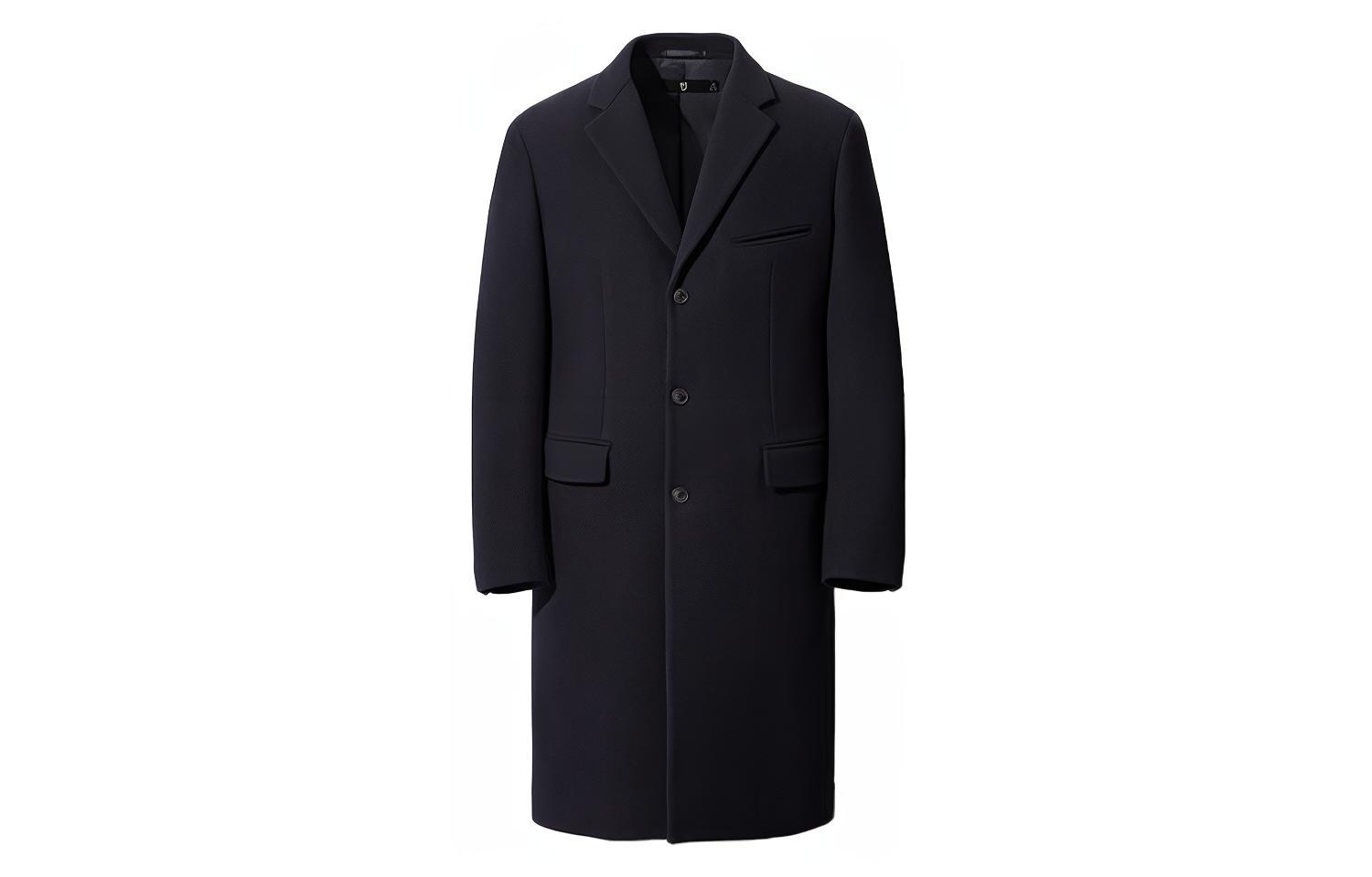 UNIQLO x Jil Sander FW20  Wool Blend Single-Breasted Navy Coat 432642-69