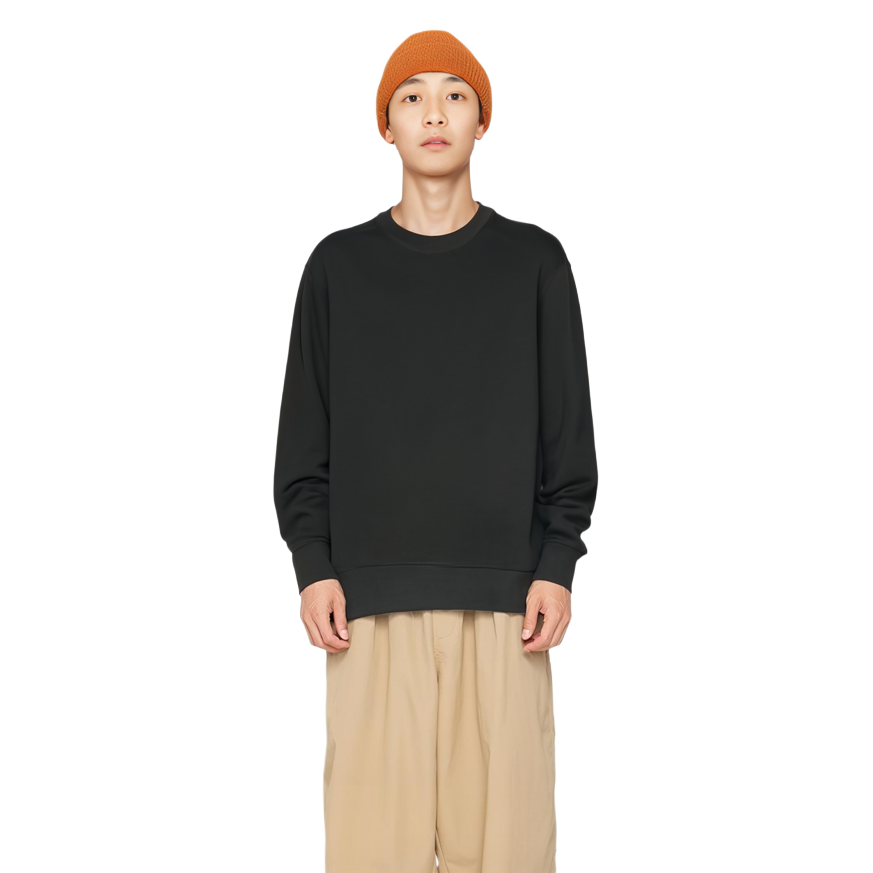 Lookbook UNIQLO x Jil Sander 極簡黑色長袖圓領衛衣 445160-09