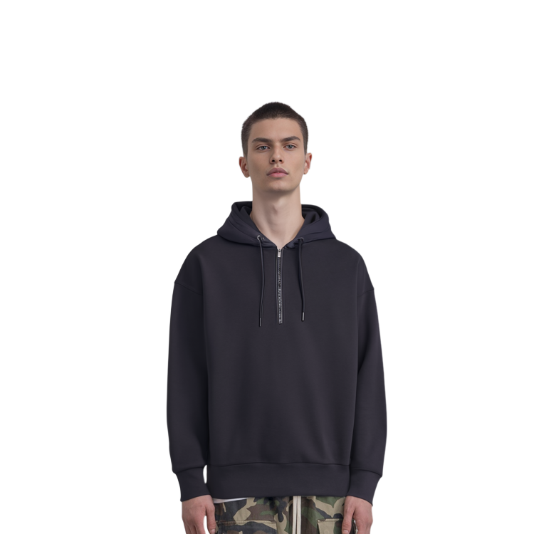 Sizing UNIQLO x Jil Sander 極簡主義黑色半拉鍊套頭運動長袖 445156-09