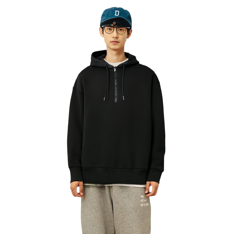 Cheap UNIQLO x Jil Sander 極簡主義黑色半拉鍊套頭運動長袖 445156-09