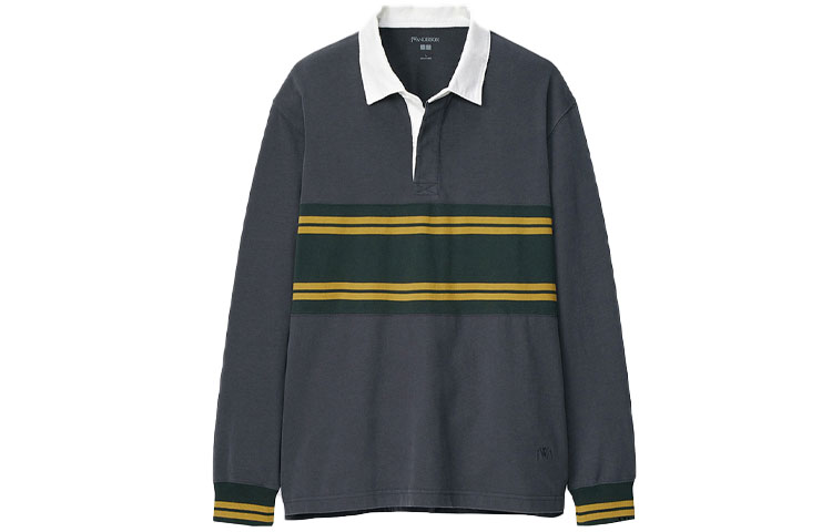 UNIQLO x JW Anderson  Striped Oversized Long Sleeve Polo Shirt Blue-Grey 447064-07