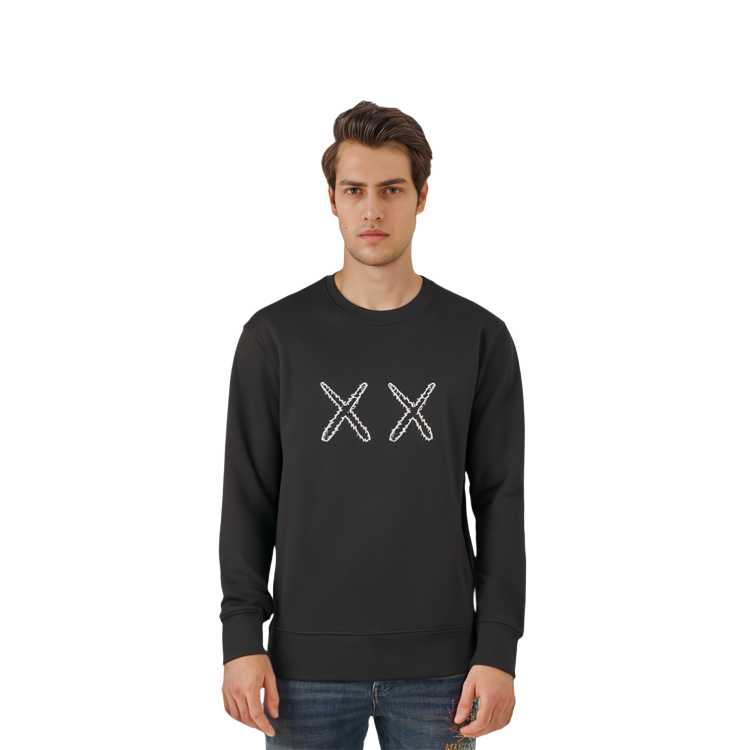 Shop UNIQLO x KAWS 黑色圓領長袖休閒大學T 男女款 416115-09