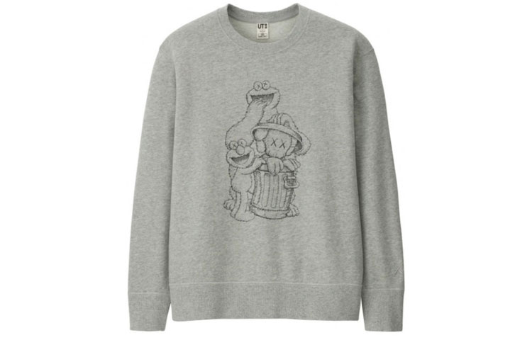 Order UNIQLO x KAWS 聯名款 灰色圓領套頭衛衣 416114-03